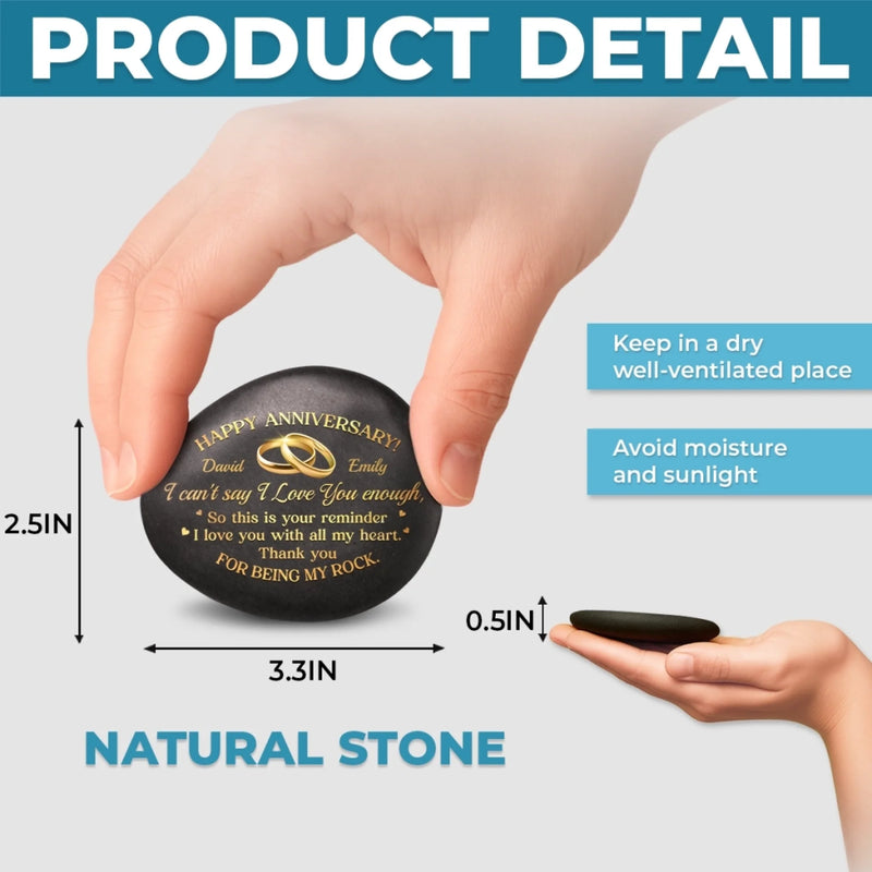 Custom Printed Rock - Personalized Anniversary Wedding Gifts For Husband And Wife, Him And Her - Our Love Grows With Time
