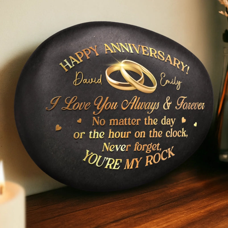 Custom Name Anniversary Gifts for Couples - Personalized UV Printed Rock
