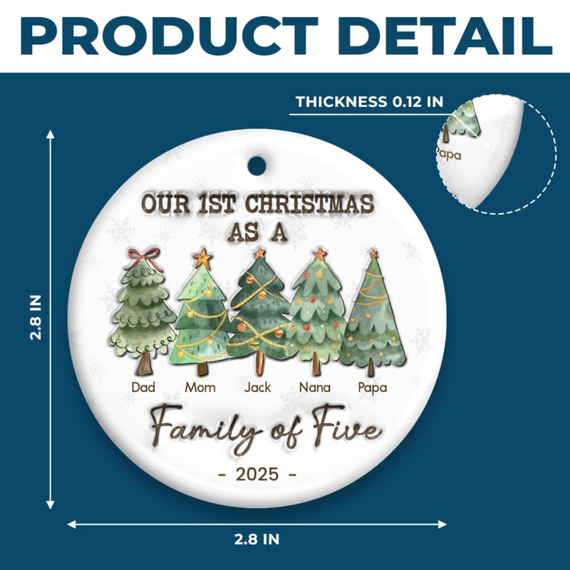 Family Is Like A Christmas Tree, It Needs Love To Shine Bright - Family Personalized Custom 3D Inflated Effect Printed Ornament - Ceramic Round Shaped - Christmas Gift For Family Members, First Christmas