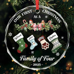 Custom Name Family Christmas Gifts - Personalized Glass Ornament