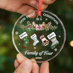 Custom Name Family Christmas Gifts - Personalized Glass Ornament