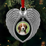 Custom Pet Photo Angel Wings Christmas Gifts for Dog Lovers - Personalized Round Angel Wings Ornament