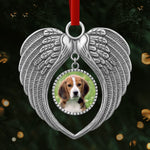 Custom Pet Photo Angel Wings Christmas Gifts for Dog Lovers - Personalized Round Angel Wings Ornament
