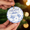 Custom Long Distance Ceramic Ornament - Personalized Best Friend Christmas Birthday Gifts For Women, Besties, Sisters, BFF - Connected By Heart No Matter The Miles