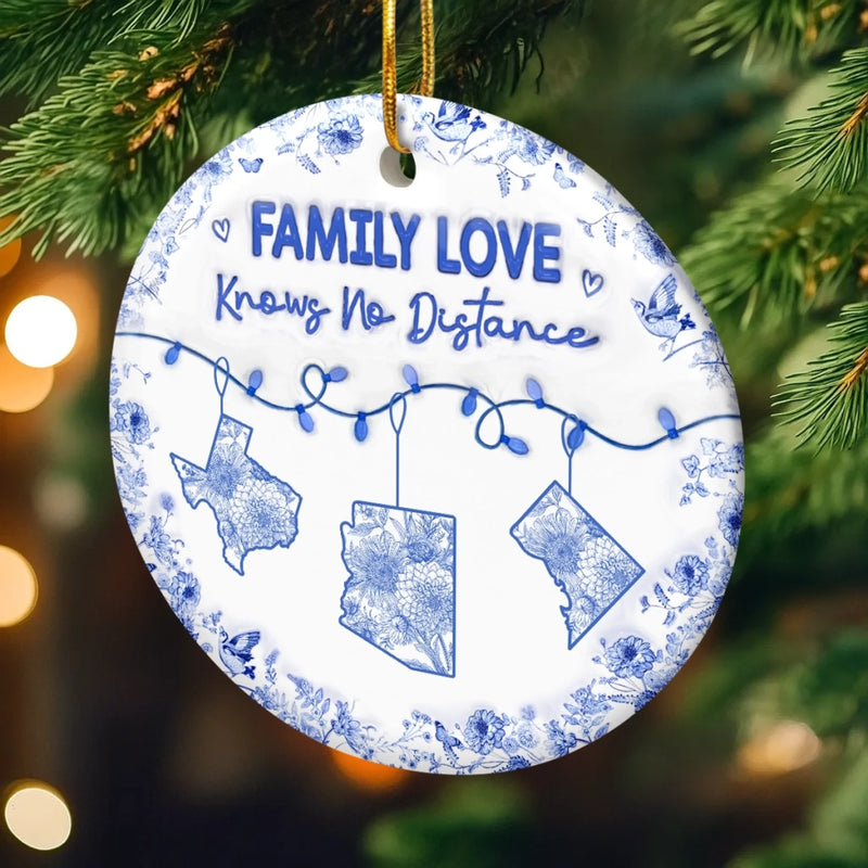 Custom Long Distance Ceramic Ornament - Personalized Christmas Birthday Gifts For Mom, Dad, Brother, Sister, Kids - Miles Apart But Always Close At Heart