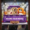 Custom Wood Sign - Personalized Halloween Birthday Gifts For Dog Cat Lovers, Dog Dad And Mom, Cat Owners - Trick Or Treat, Paws On Repeat