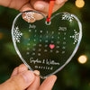 Custom Heart Glass Ornament - Personalized Anniversary Christmas Wedding Gifts For Husband And Wife, Him And Her - Married And Merry