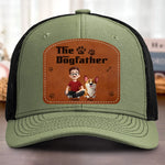 Custom Name Dogfather Gifts for Dog Lovers - Personalized Custom Shaped Leather Patch Cap