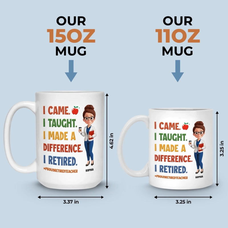 Custom Classroom Decor Mug - Personalized Retirement Gifts For Teachers, Women, Men - Bell’s Rung, I’m Done