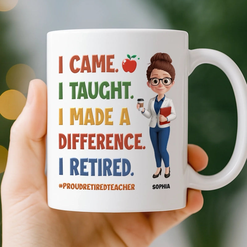 Custom Classroom Decor Mug - Personalized Retirement Gifts For Teachers, Women, Men - Bell’s Rung, I’m Done