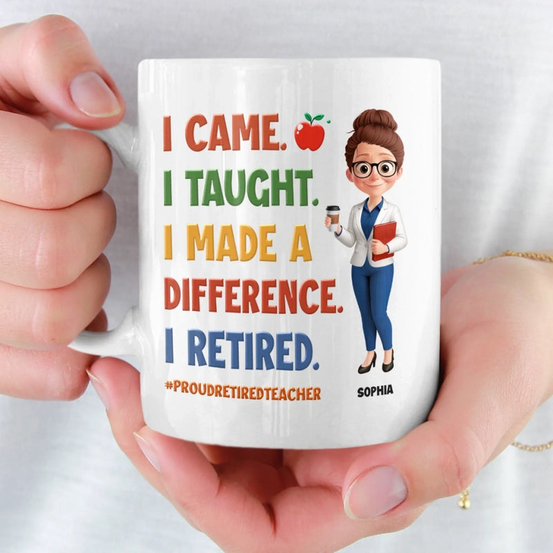 Custom Classroom Decor Mug - Personalized Retirement Gifts For Teachers, Women, Men - Bell’s Rung, I’m Done