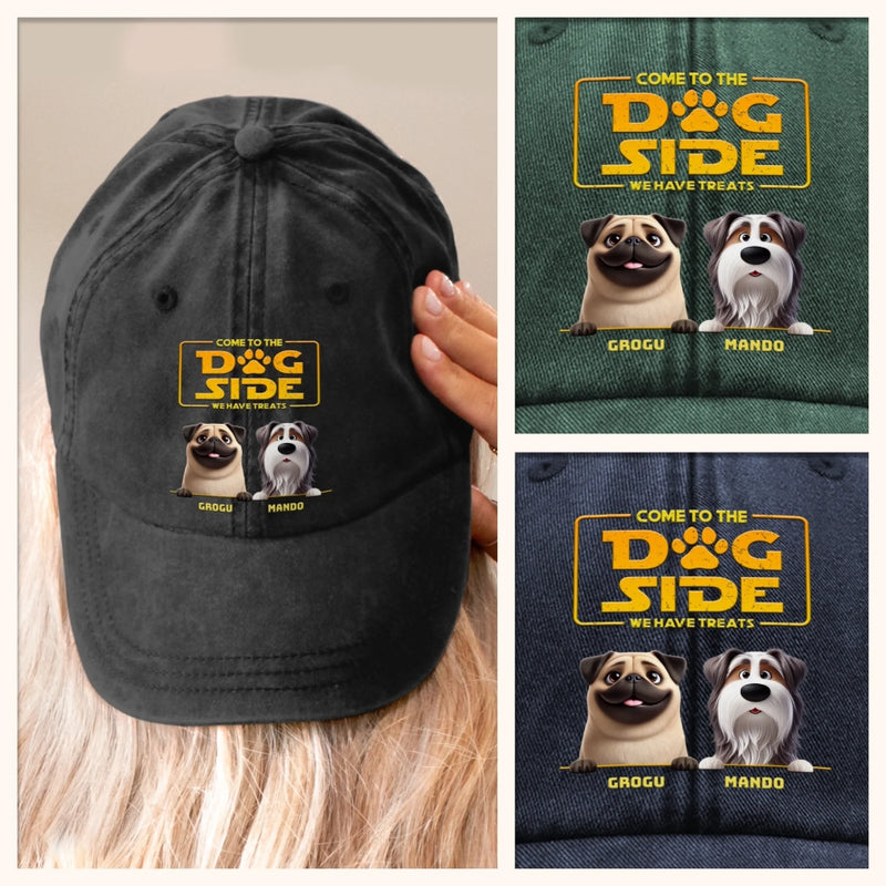 Custom Vintage Washed Denim Baseball Cap - Personalized Birthday Gifts For Dog Lovers, Dog Dad And Mom - Pug Trooper On Duty