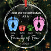 Custom Circle Glass Ornament - Personalized Christmas Birthday Gifts For Mom, Dad, Kids - Our First Christmas