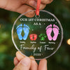 Custom Circle Glass Ornament - Personalized Christmas Birthday Gifts For Mom, Dad, Kids - Our First Christmas