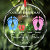 Custom Circle Glass Ornament - Personalized Christmas Birthday Gifts For Mom, Dad, Kids - Our First Christmas
