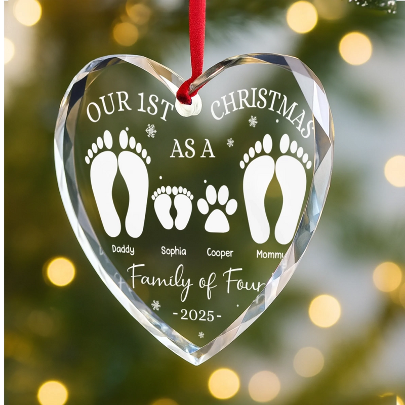 Custom Heart Glass Ornament - Personalized Christmas Birthday Gifts For Mom, Dad, Kids - Home Is Our Haven