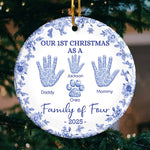 Custom Family Handprint Christmas Gifts - Personalized Ceramic Ornament