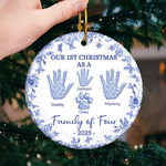 Custom Family Handprint Christmas Gifts - Personalized Ceramic Ornament