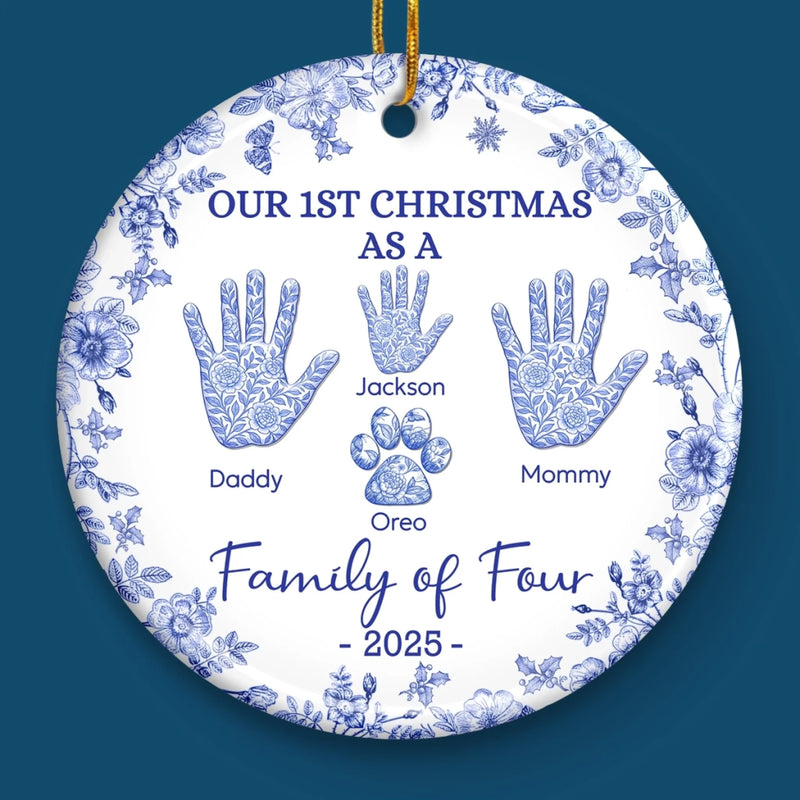 Custom Family Handprint Christmas Gifts - Personalized Ceramic Ornament