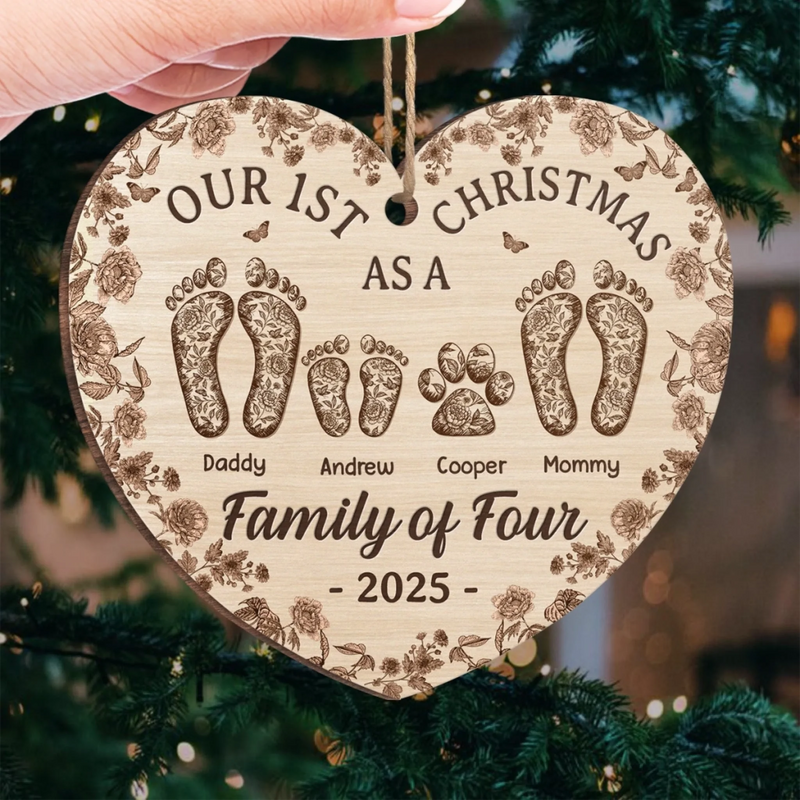 Custom Wood Ornament - Personalized Christmas Birthday Gifts For Mom, Dad, Kids - Home Is Together