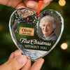 Custom Photo Heart Glass Ornament - Personalized Memorial Sympathy Gifts For Loss Of Mom, Dad - First Christmas Without You
