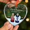 Custom Heart Glass Ornament - Personalized Memorial Sympathy Gifts For Loss Of Mom, Dad - Christmas In My Heart