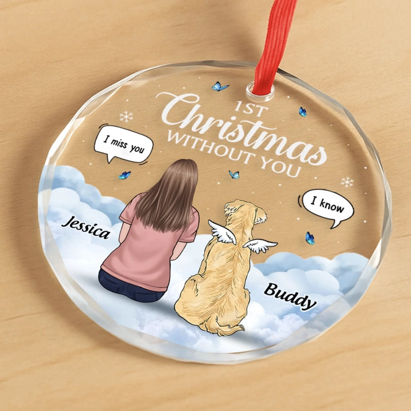 Custom Circle Glass Ornament - Personalized Pet Christmas Memorial Sympathy Gifts For Dogs - Missing You Always
