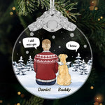 Custom Name Memorial Dog Christmas Gifts - Personalized Metal Top Glass Ornament