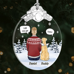 Custom Name Memorial Dog Christmas Gifts - Personalized Metal Top Glass Ornament