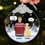 Custom Name Memorial Dog Christmas Gifts - Personalized Metal Top Glass Ornament