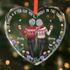 Custom Heart Glass Ornament - Personalized Christmas Best Friend Birthday Gifts For Women, Besties, Sisters, BFF - Sisters By Choice