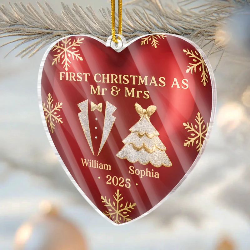 Custom Acrylic Ornament - Personalized Anniversary Christmas Wedding Gifts For Husband And Wife, Him And Her - Love Wrapped In Our First Christmas