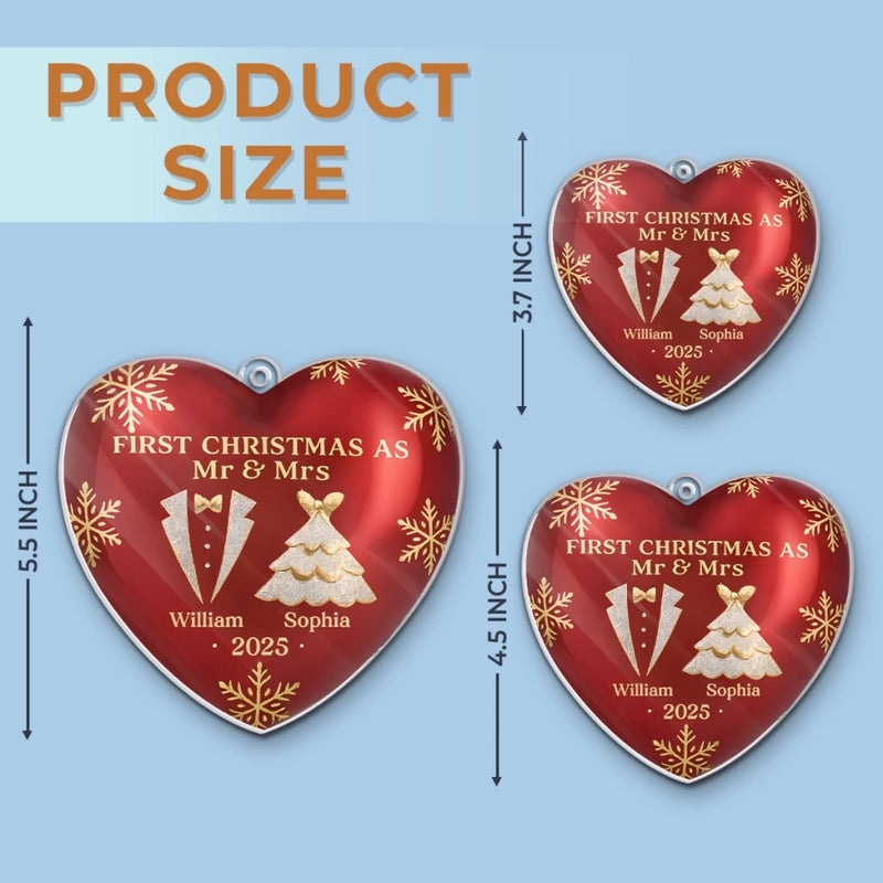 Custom Acrylic Ornament - Personalized Anniversary Christmas Wedding Gifts For Husband And Wife, Him And Her - Love Wrapped In Our First Christmas