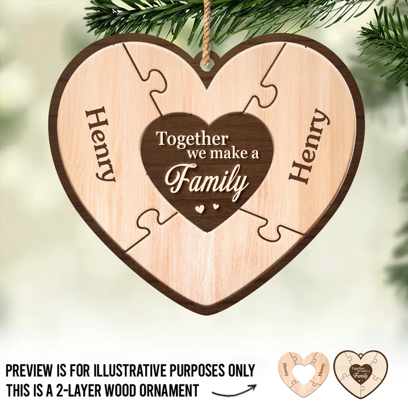 Custom Double Layer Wooden Ornament - Personalized Christmas Birthday Gifts For Mom, Dad, Kids - Pieces Of Our Heart