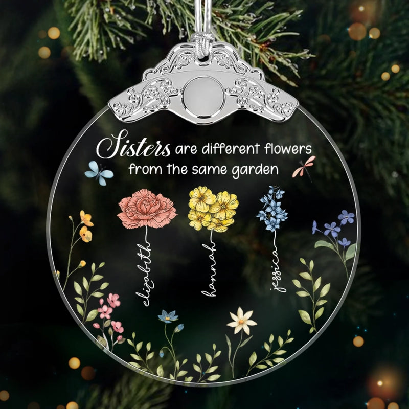 Custom Glass Ornament - Personalized Christmas Best Friend Birthday Gifts For Women, Besties, Sisters, BFF - Blooming Together