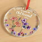Custom Name Old Friend Flower Gifts - Personalized Glass Ornament