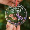 Custom Circle Glass Ornament - Personalized Christmas Best Friend Birthday Gifts For Women, Besties, Sisters, BFF - Friendship In Full Bloom