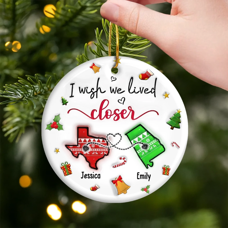 Custom Long Distance Ceramic Ornament - Personalized Best Friend Christmas Birthday Gifts For Women, Besties, Sisters, BFF - Miles Can’t Break Us