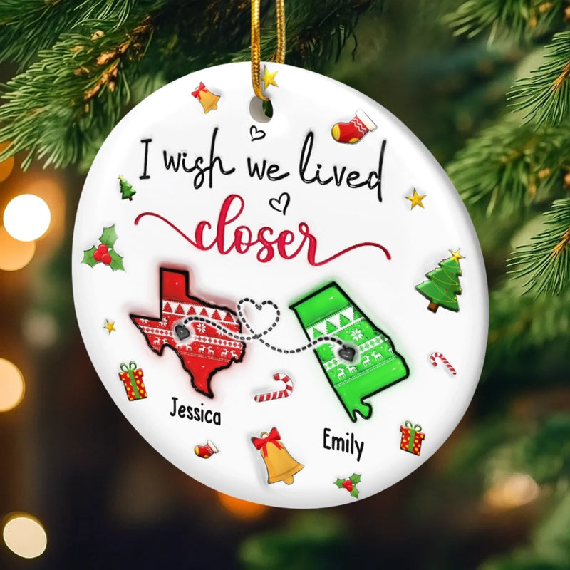 Custom Long Distance Ceramic Ornament - Personalized Best Friend Christmas Birthday Gifts For Women, Besties, Sisters, BFF - Miles Can’t Break Us