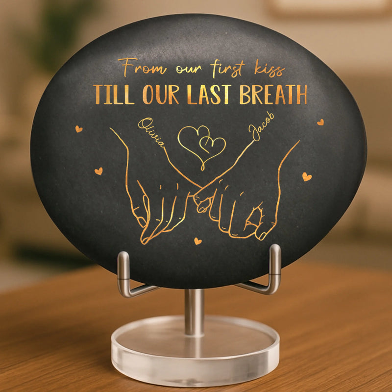 Custom Printed Rock - Personalized Anniversary Wedding Gifts For Husband And Wife, Him And Her - Hand In Hand, Come What May