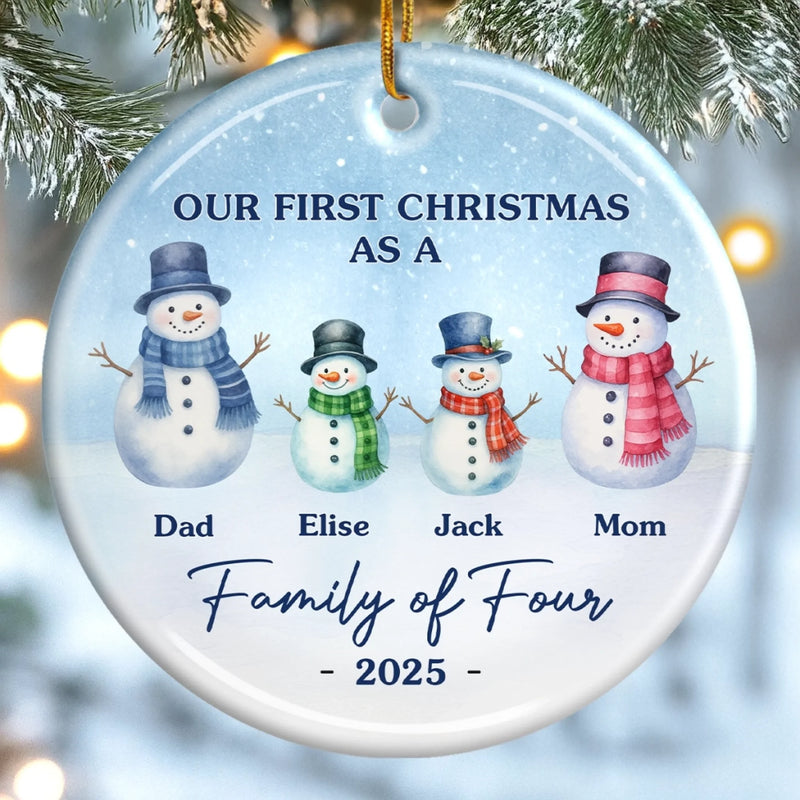 Custom Ceramic Ornament - Personalized Christmas Birthday Gifts For Mom, Dad, Kids - Our Frosty Family