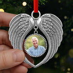 Custom Photo Memorial Angel Gifts - Personalized Round Angel Wings Ornament