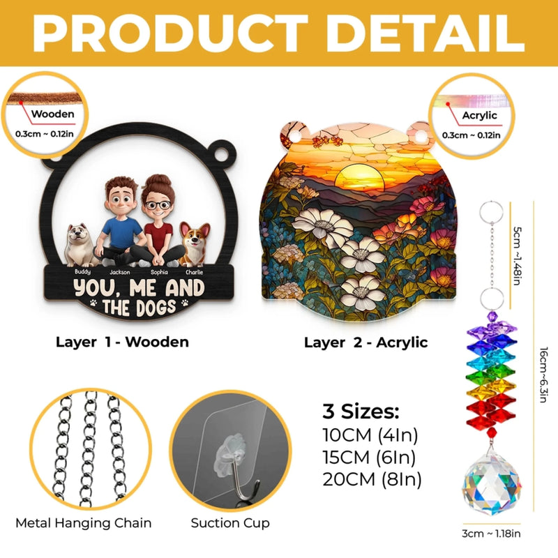 Custom Wood And Acrylic Suncatcher With Crystal Prism - Personalized Anniversary Wedding Gifts For Husband And Wife, Him And Her - Sunset Is Sweeter With You