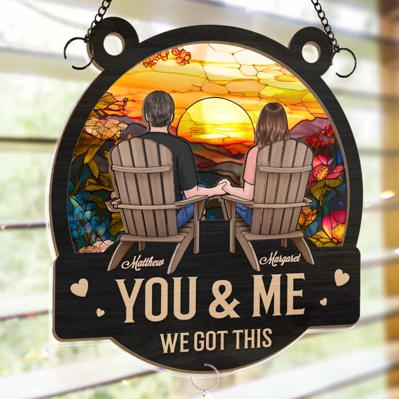 Custom Wood And Acrylic Suncatcher With Crystal Prism - Personalized Anniversary Wedding Gifts For Husband And Wife, Him And Her - Sunset Is Sweeter With You