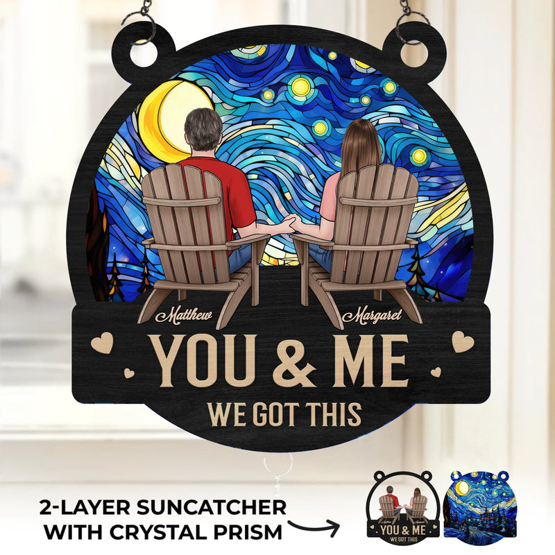 Custom Wood And Acrylic Suncatcher With Crystal Prism - Personalized Anniversary Wedding Gifts For Husband And Wife, Him And Her - Sunset Is Sweeter With You