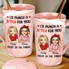 Custom 14oz Marble Mug - Personalized Best Friend Birthday Gifts For Women, Besties, Sisters, BFF - No One Messes With My Bestie