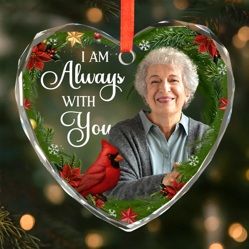 Custom Photo Heart Glass Ornament - Personalized Christmas Memorial Sympathy Gifts For Loss Of Mom, Dad - You’re Still My Guiding Star