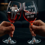 Custom Name Mother Daughter Gifts - Personalized Thin Wine Glass