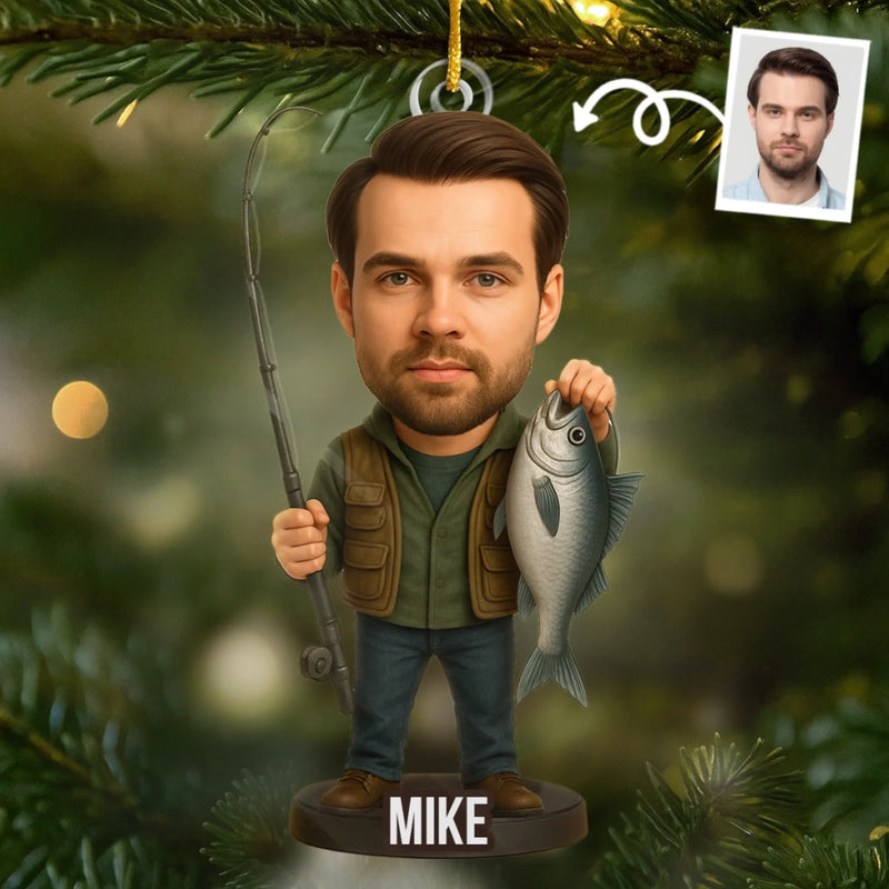 Custom Photo Acrylic Ornament - Personalized Christmas Birthday Fishing Gifts For Fisherman - Fishing Never Gets Old