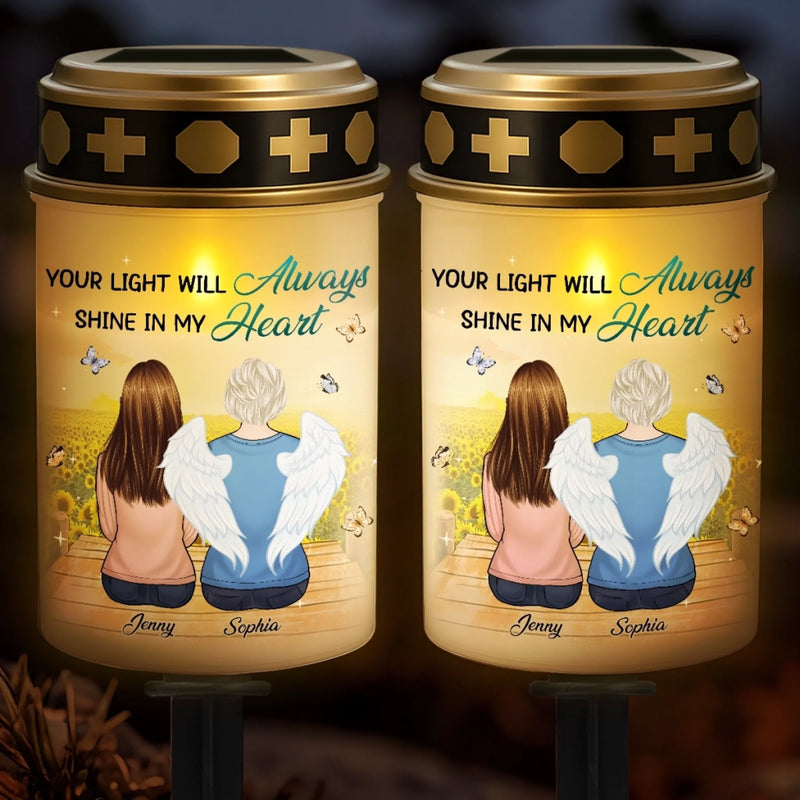 Custom Solar Stake Lights - Personalized Memorial Sympathy Gifts For Loss Of Mom, Dad - Still By My Side, Just Out Of Sight